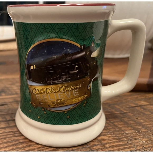 Christmas Polar Express 12oz Believe 3D Ceramic Hot Chocolate Mug 4 Set Coffee - Picture 4 of 11
